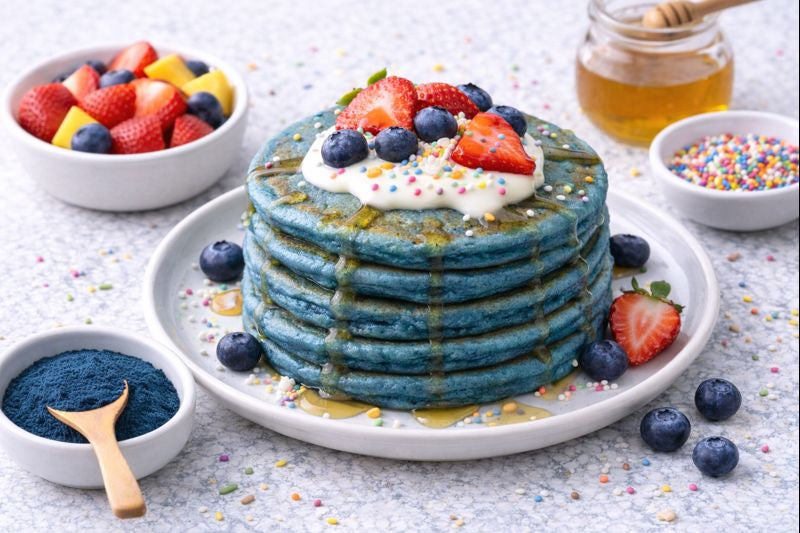 Blue "Unicorn" Pancakes for Kids
