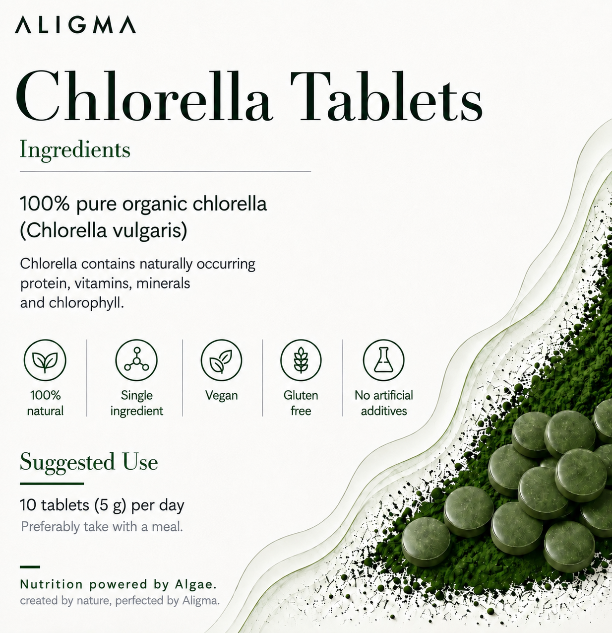 Organic Chlorella Tablets, 500 tablets – (500 mg per tablet)