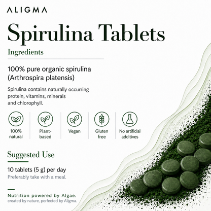 Organic Spirulina tablets (500 mg per tablet)