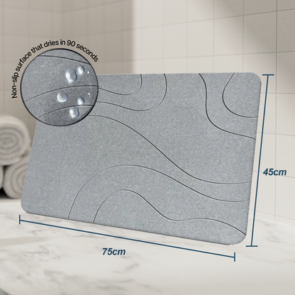 XL Diatomite Bath Mat – Naturally Quick-Drying – Hygienic – Anti-Mould and Stylish 75x45cm