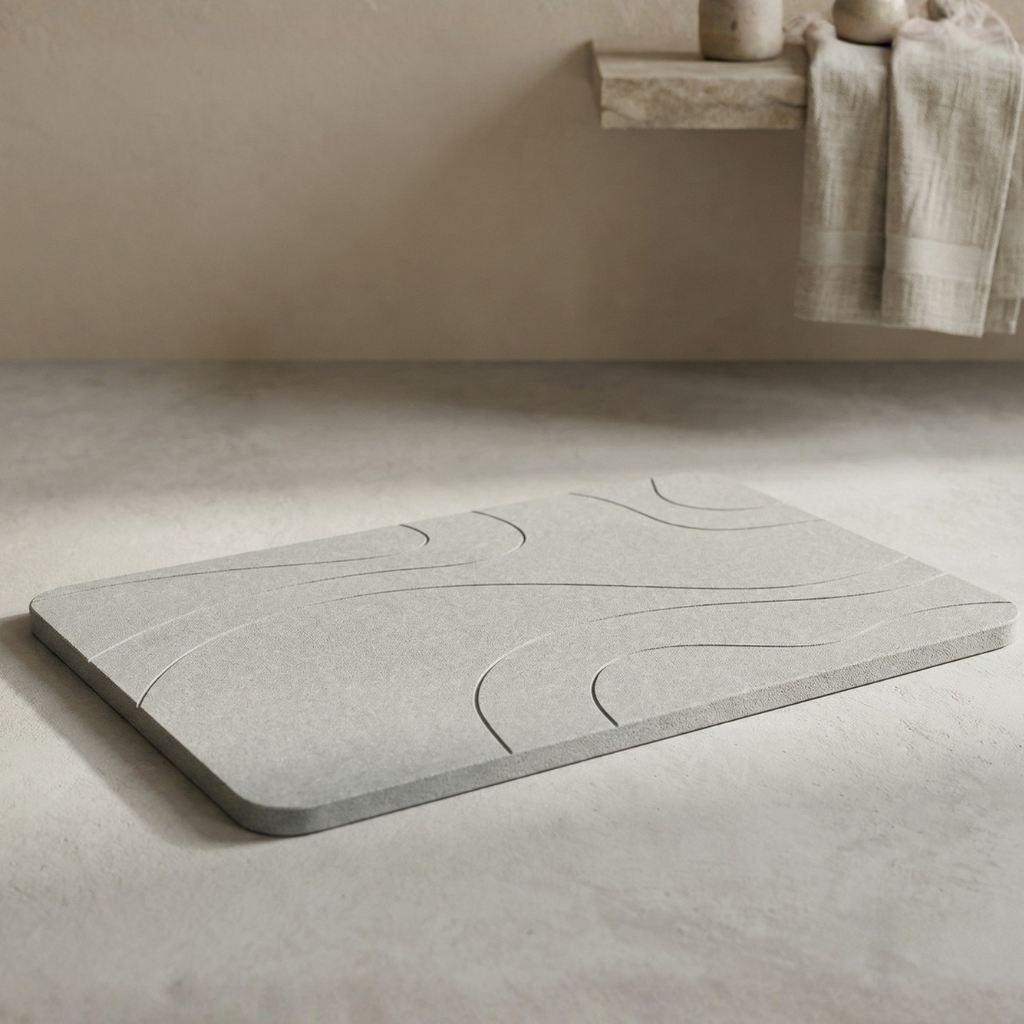 XL Diatom Stone Bath Mat - Naturally Quick-Drying - Hygienic - Mold Resistant and Stylish 75x45cm