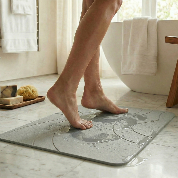 XL Diatom Stone Bath Mat - Naturally Quick-Drying - Hygienic - Mold Resistant and Stylish 75x45cm
