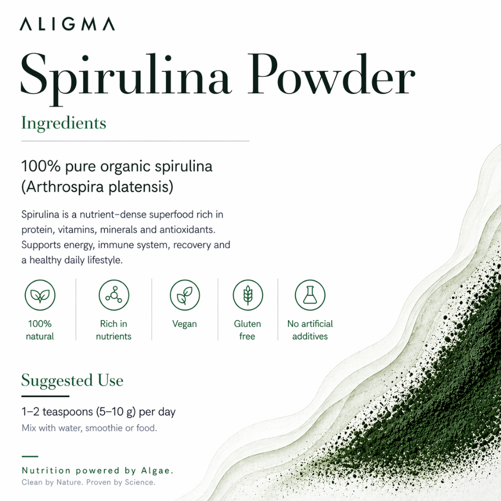 Organic spirulina powder