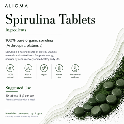 Organic Spirulina tablets (500 mg per tablet)