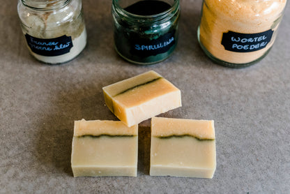 Spring soap with organic spirulina powder